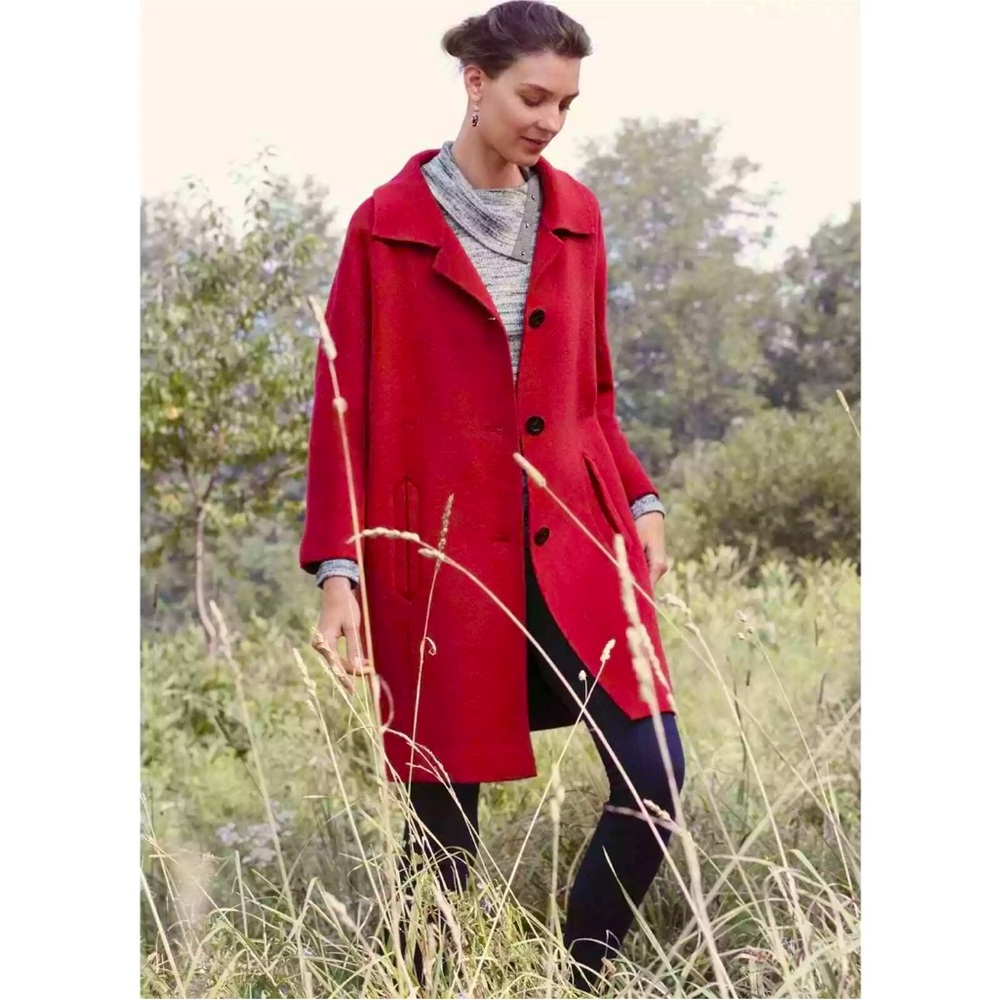Anthropologie ELEVENSES Brienne Cocoon coat Red Med